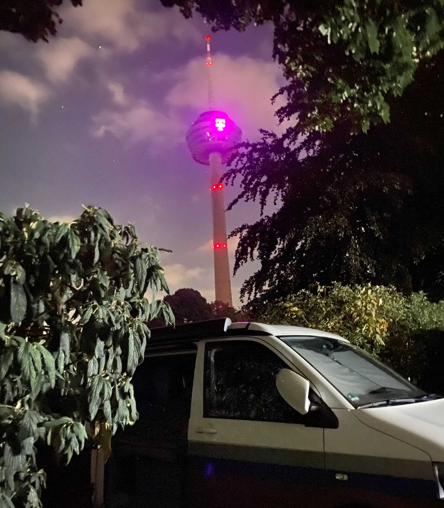 CAMPING SUCKS van at night